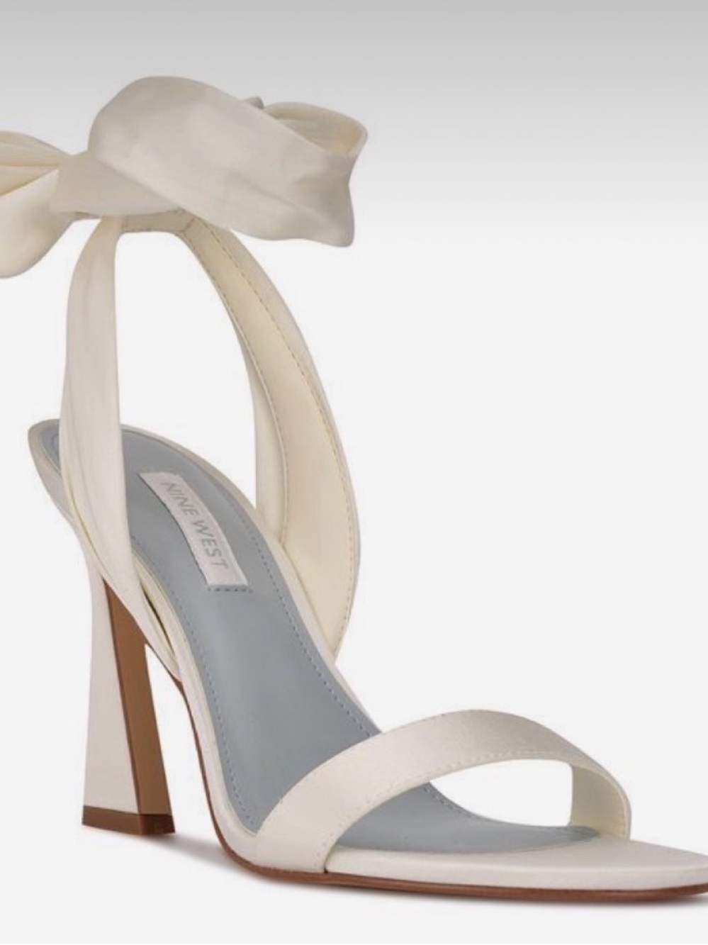 Nine West White Satin Ankle-Tie High Heel Sandals